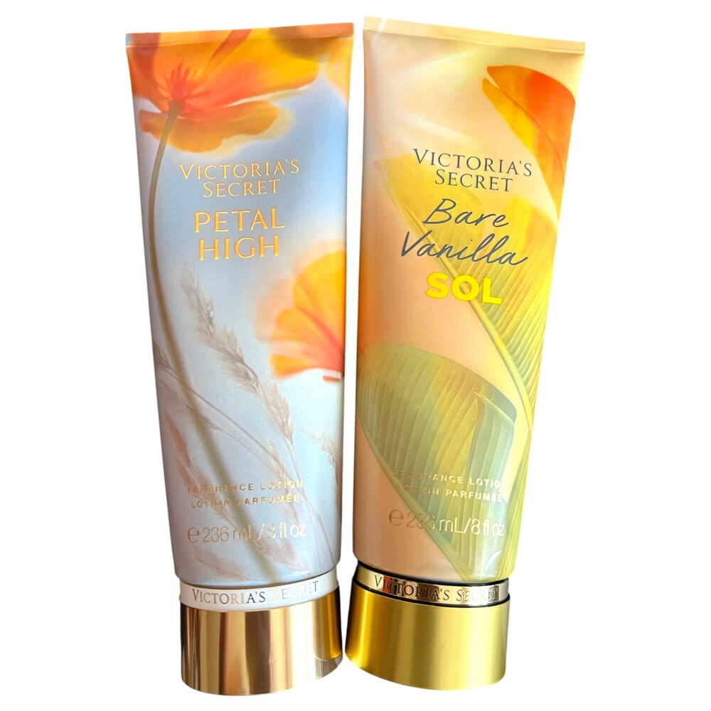 Lot 2 Victoria's Secret Bare Vanilla Sol/ High Petal Lotion, 8oz